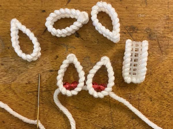 Snowflake Christmas Ornament add each teardrop and beads