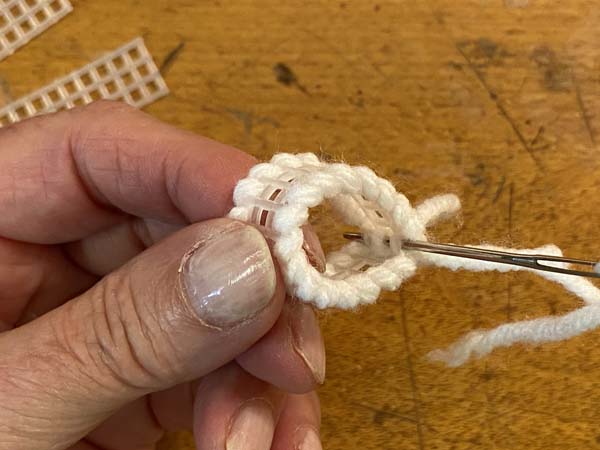 Snowflake Christmas Ornament end yarn