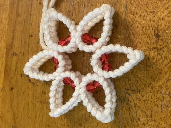 Snowflake Christmas Ornament finished on table