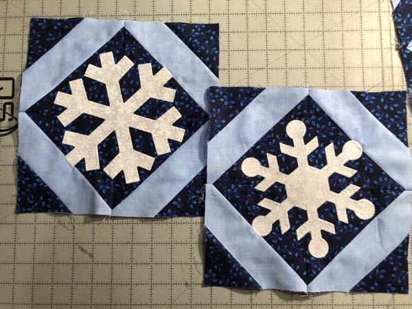 Snowflake Topper 30 Snowflakes Appliequed to Blocks