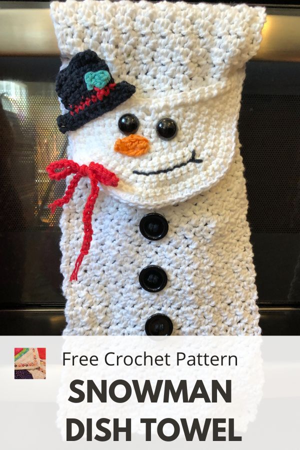 Snowman Crochet Dish Towel - free pattern - pin