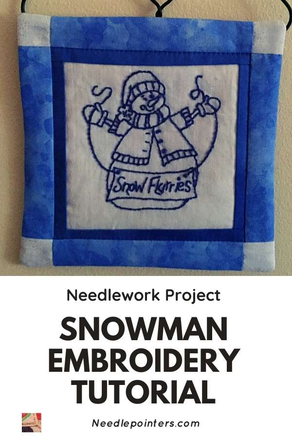 Snowman Embroidery Tutorial - pin