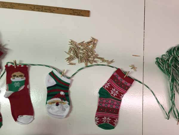 Sock Garland Tutorial - Socks Hung