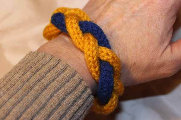 Spool Knitted Braided Bracelet - Blue & Gold