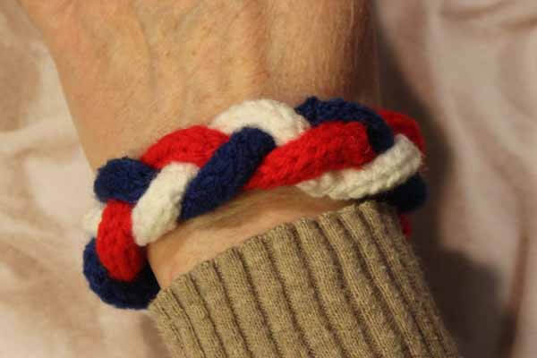Spool Knitted Braided Bracelet - Patriotic Red, White & Blue