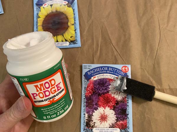 Spring Wreath Mod Podge on Seed Wrappers