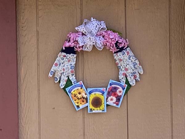 Spring seed packet Wreath On Shed