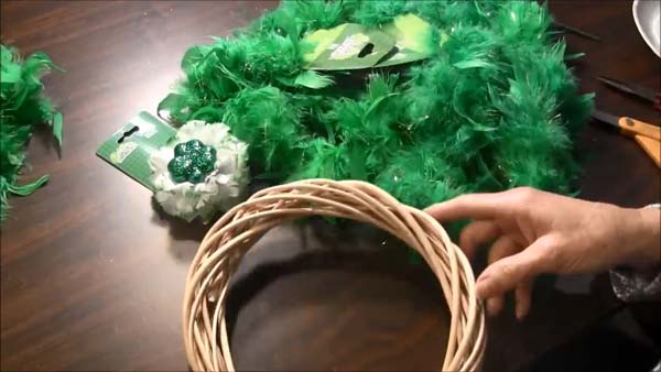 St Patricks Day Boa Grapevine Wreath