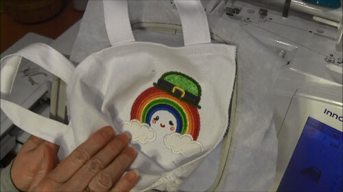 St Patricks Day Mini Tote Tutorial - Embroidery Completed