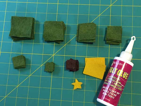 Felt Christmas Tree Ornament Tutorial - Cut Squares