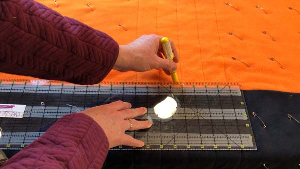 Straight Line Quilting Mark first line with chalk