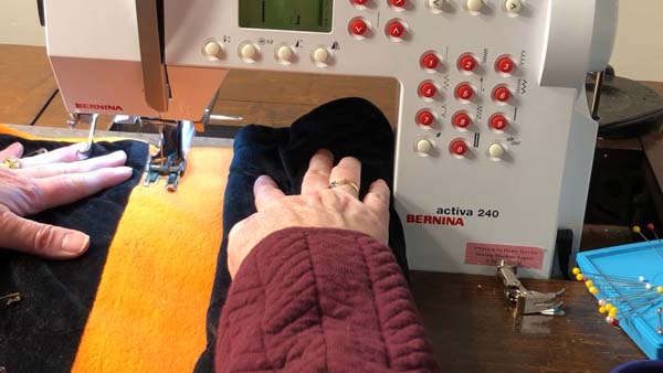 Straight Line Quilting Sew first line following chalk marking