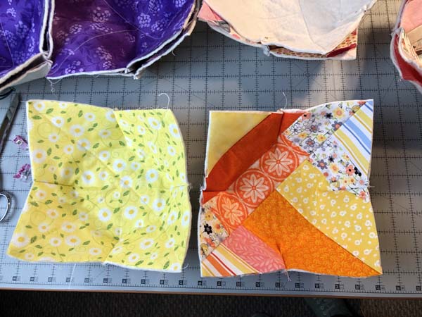 String Pieced Bowl Cozy 25 Top and Back