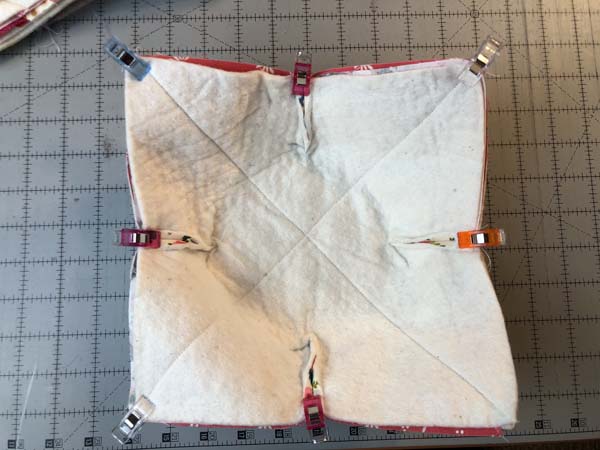 String Pieced Bowl Cozy 26 Clip Layers Together