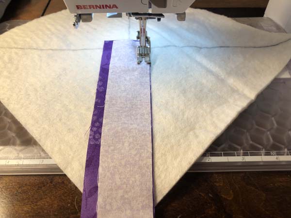 String Pieced Bowl Cozy 3 Sew Strips