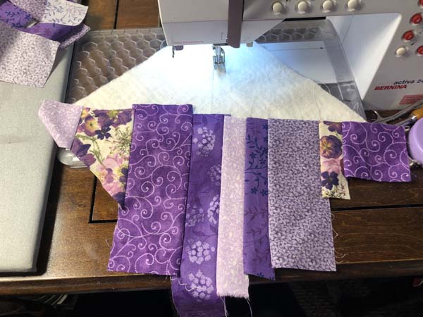 String Pieced Bowl Cozy 9 Half Finished