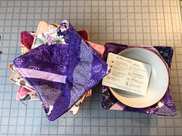 String Pieced Bowl Cozy Finished with Bowl and instructions