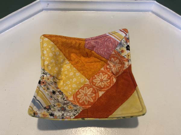 String Pieced Bowl Cozy Orange Yellow