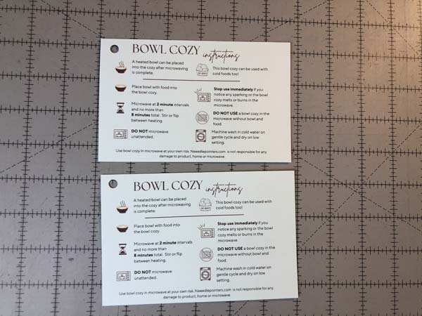 String Pieced Bowl Cozy Tags