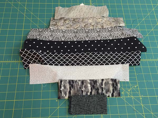 String Pieced Potholder All Strips Sewn