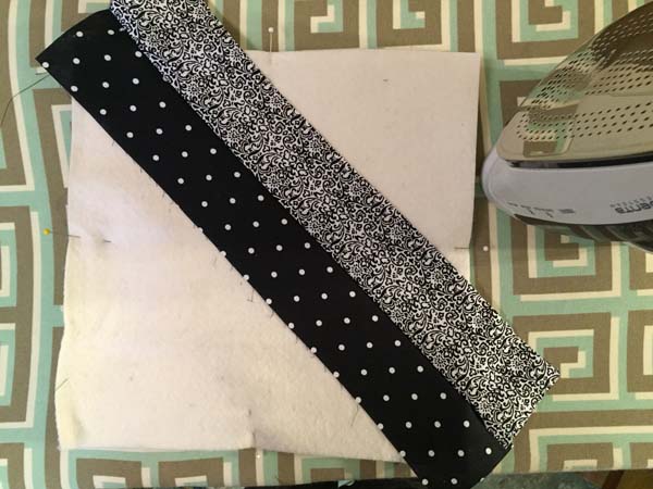 String Pieced Potholder Press Open Seam