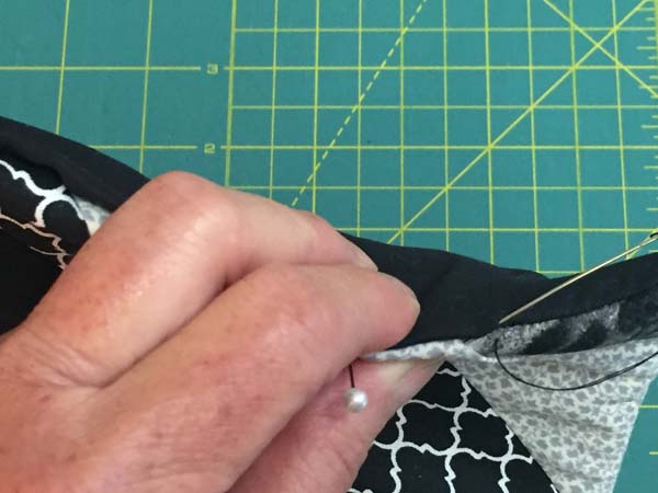 String Pieced Potholder Sew Opening Closed