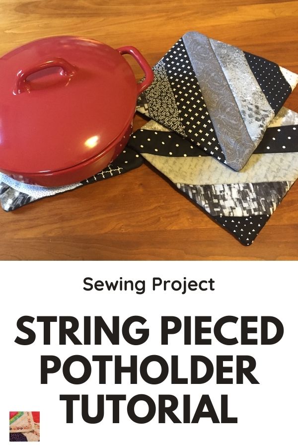 String Pieced Potholder Tutorial - Blacks - pin