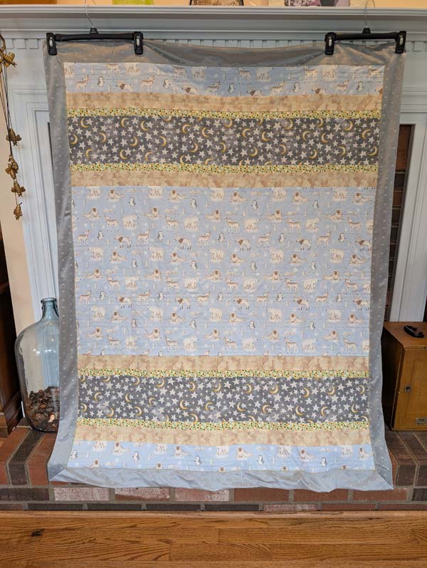 Strip Quilt with Animal print finished