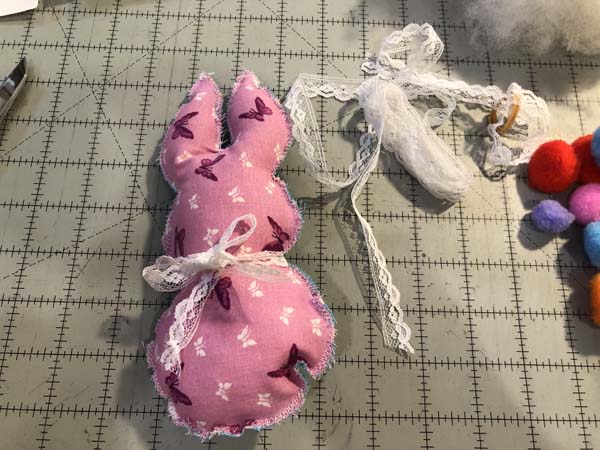 Stuffed Bunny Decorate with ribbon