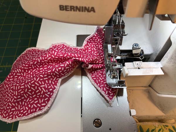 Stuffed Bunny Serger Ears Flattened to sew