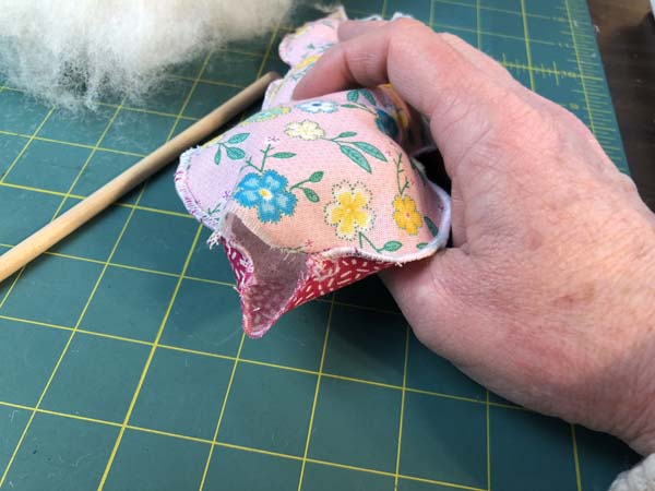 Stuffed Bunny Serger Push Stuffing Back from Seam