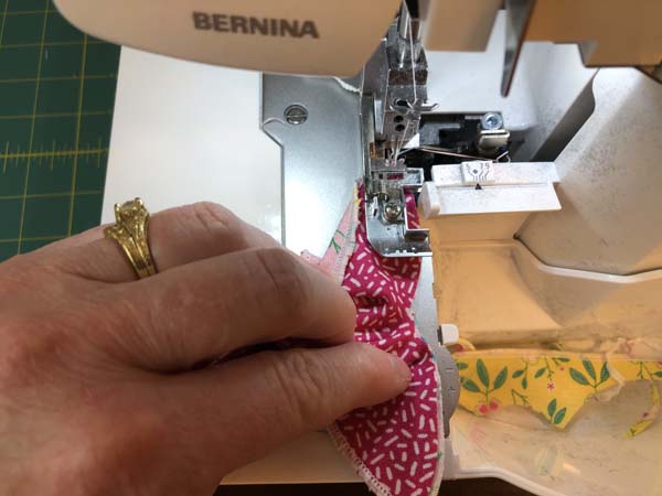 Stuffed Bunny Serger Sewing across ears same as serger