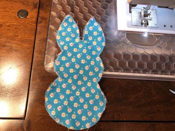 Stuffed Bunny Sewing Across Ears Sewn