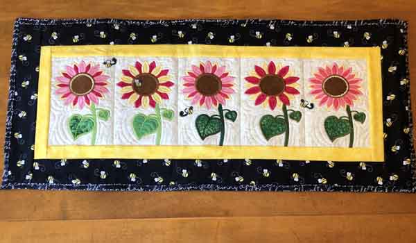 Sunflowers & Bees Table Runner - full runner