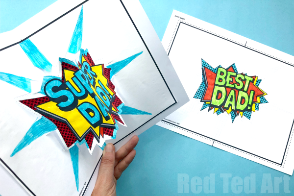 Pop Up Best Dad Cards - Red Ted Art