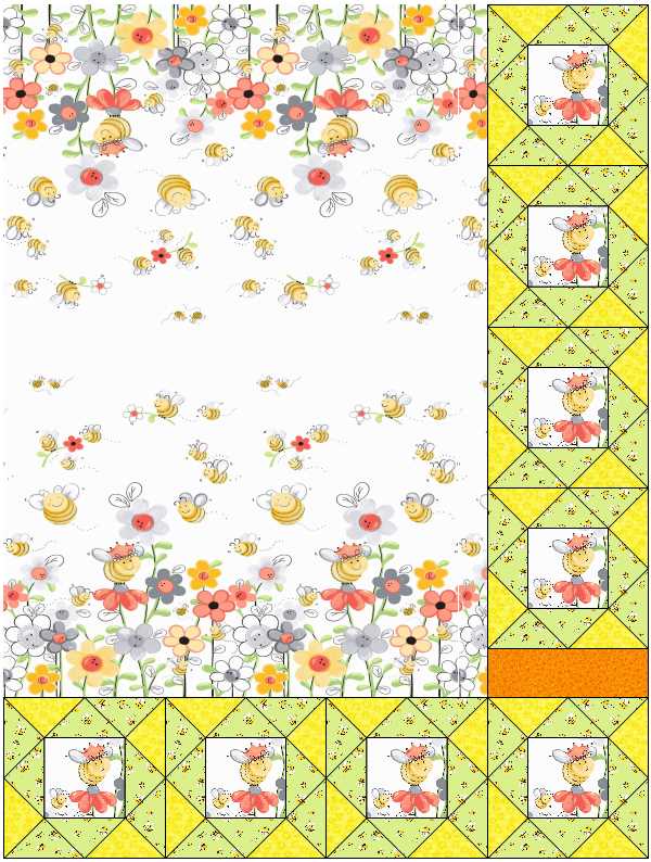 Sweet Bees Baby Quilt Alternate Larger Layout - Photo by EQ8