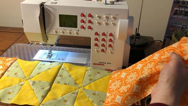 Sweet Bees Quilt Backing Strip Completed