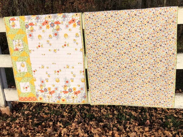 Sweet Bees Quilt Front and Back of Quilts 2