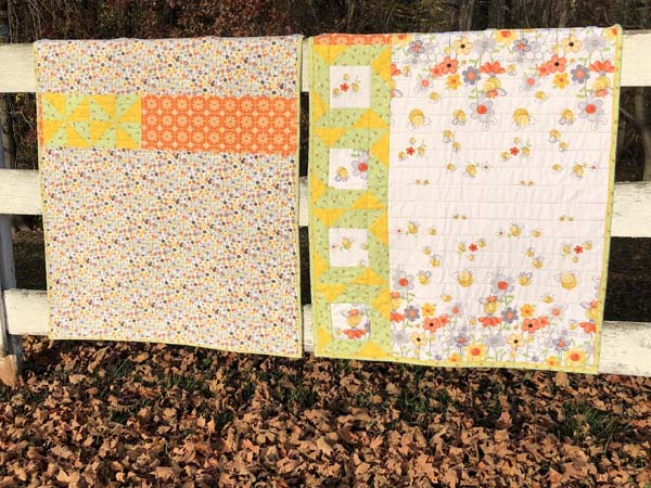 Sweet Bees Quilt Front and Back of Quilts