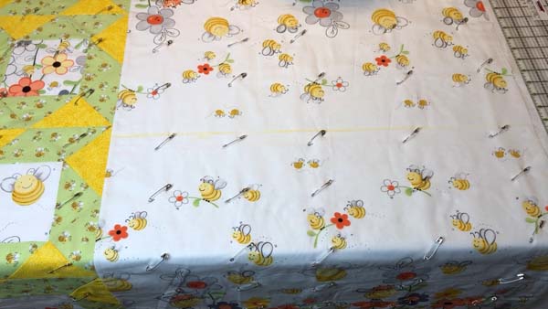 Sweet Bees Quilt Pinned