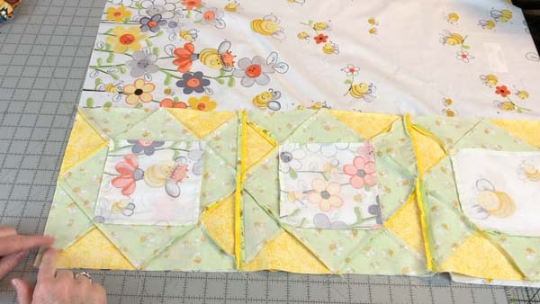 Sweet Bees Quilt Sew Blocks to Border Fabric