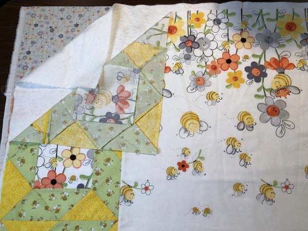 Sweet Bees Quilt Showing Quilt Layers