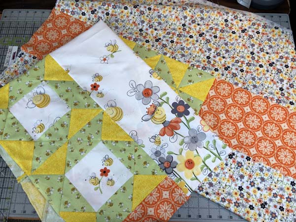 Sweet Bees Quilt Top Backing Ready