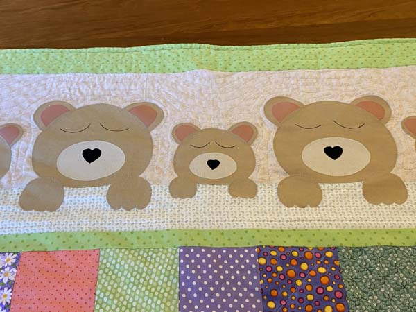 Sweet Dreams Baby Quilt Close Up Bears