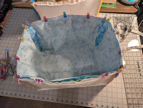 Sweet Pea Fabric Boxes 11 Lining Clipped in Place