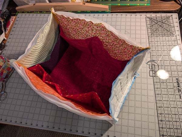 Sweet Pea Fabric Boxes 9 Sides of Bag Stitched