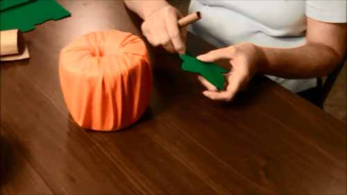 Fabric Toilet Paper Roll Pumpkin - Cut Leaf