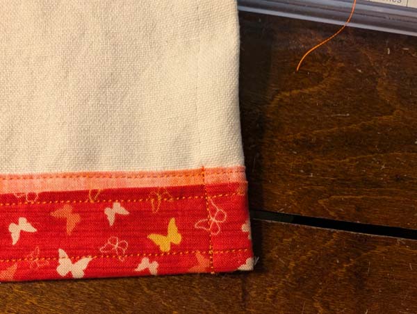 Towel Border 28 Sew Side Seam with matching thread