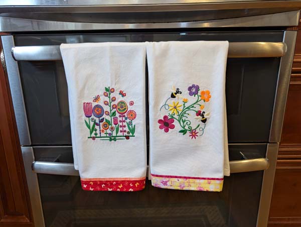 Towel Border 31 Finished towels on stove