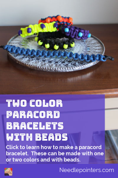 Two Color Paracord Bracelet with Beads - pin